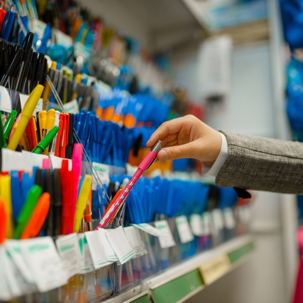 Picture of someone picking out a pen. Part of an article : 5 essentials your need for your bullet journal starter kit
