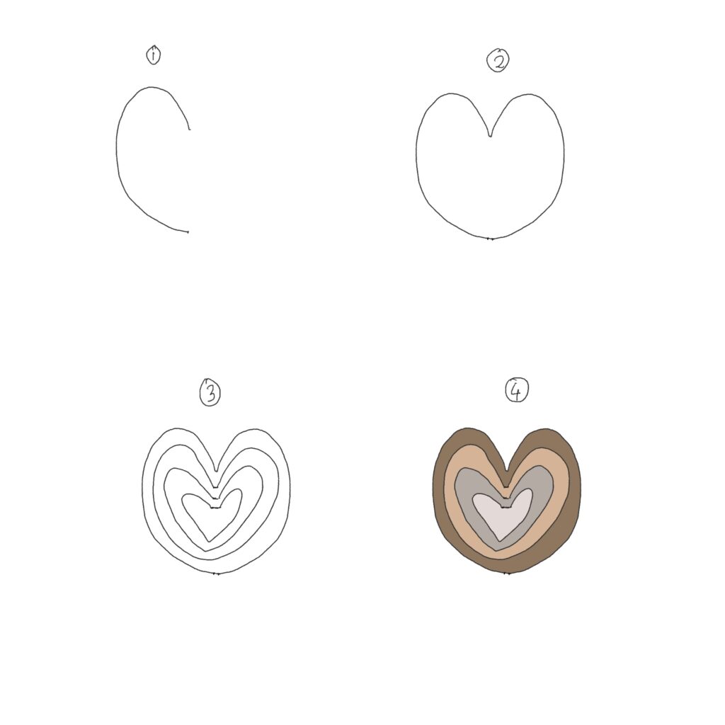 picture tutorial of drawing heart doodle