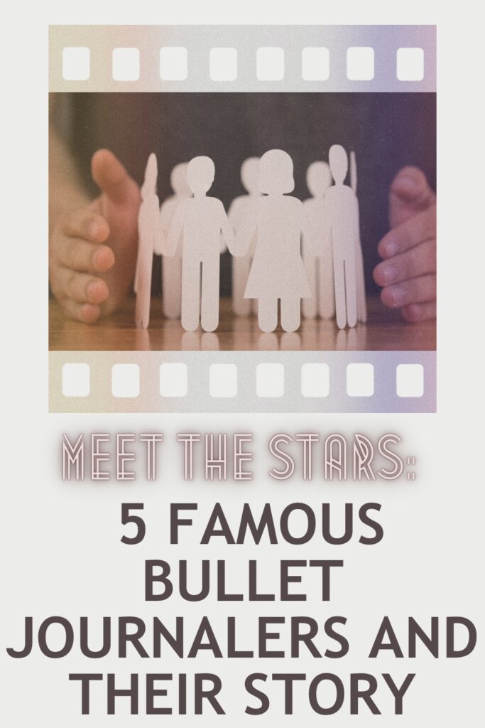 A photo film shows a photo of two hands cupping a circle of paper cut outs of men and women. Part of an article: Meet the Stars: 5 Famous Bullet Journalers and Their Story